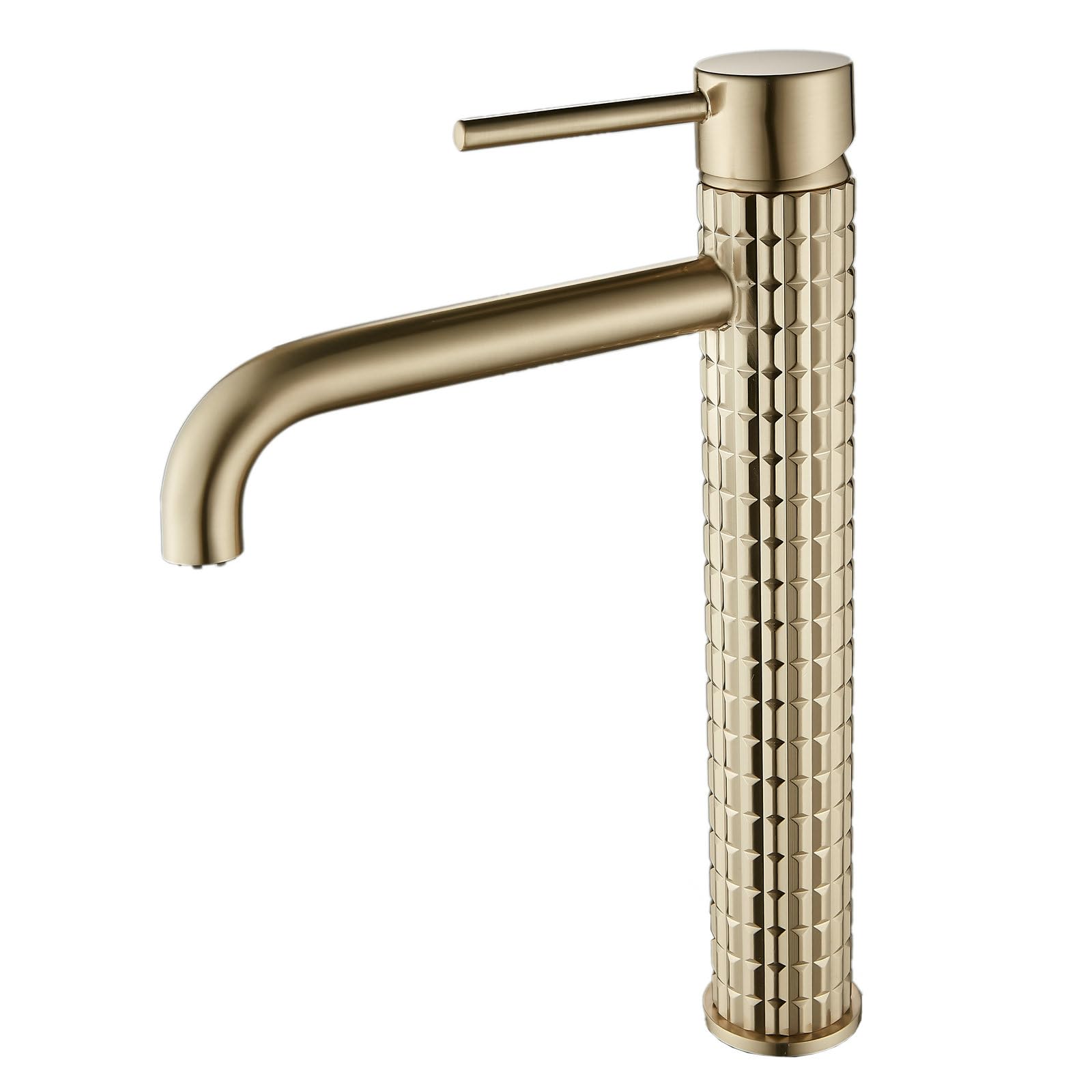 Bathroom Sink Taps Brushed Gold - Brass Basin Mixer Taps 1 Hole - Tall Bathroom Mixer Tap Single Lever Water Tap