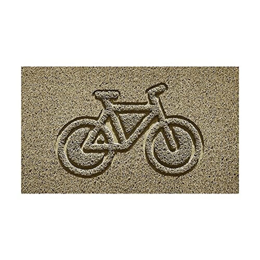 Nicoman Embossed Spaghetti Door Mat Dirt-Trapper Jet-Washable Doormat 70x43cm (Beige, BIKE Shape) - Use Indoor or Sheltered Outdoor