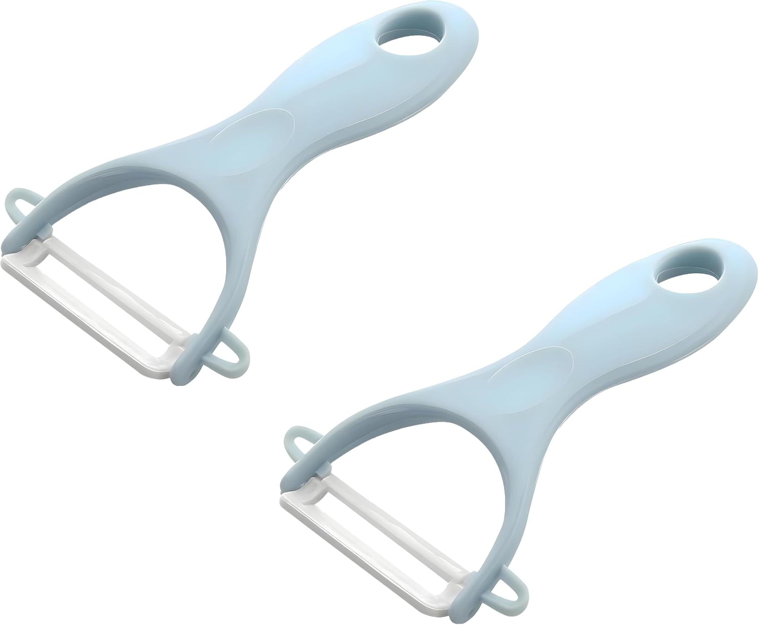 Photo 1 of *MAJOR DAMAGE*
2-Pack Ceramic Y-Peeler Set - Sharp Rust-Proof Vegetable & Fruit Peelers, Blue
