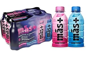 Más+ By Messi 12oz Miami Punch & Berry Copa Crush Multi Pack Sports Drink & Hydration Beverage, Natural Flavors with Vitamins and Electrolytes, No Artificial Sweeteners or Colors, 12-pack