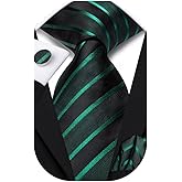 Dubulle Mens Paisley Striped Tie and Handkerchief Cufflinks Tie Set for Men Wedding Business Formal
