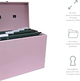 Cathedral A4 Steel File Box with 5 Suspension Files Pastel Pink UK Made view 3