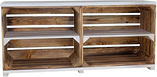 Moooble 1x Tv Bank Holz Aussen Geflammt Innen Weiss Lackiert Auf Rollen 4 Facher 100x30x50 Cm Moderner Tv Schrank Fur Elektrogerate Amazon De Kuche Haushalt