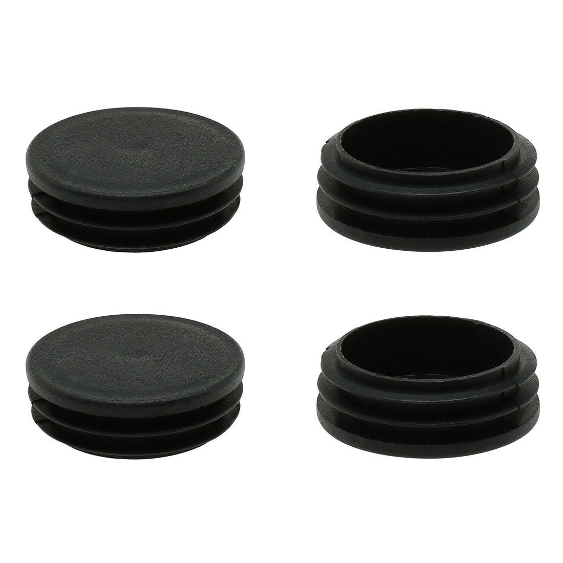 sourcingmap 1 7/8" 48mm OD Plastic Round Tube Ribbed Inserts End Cover Caps 4pcs, 1.81"-1.89" Inner Dia, Floor Furniture Chair Table Protector