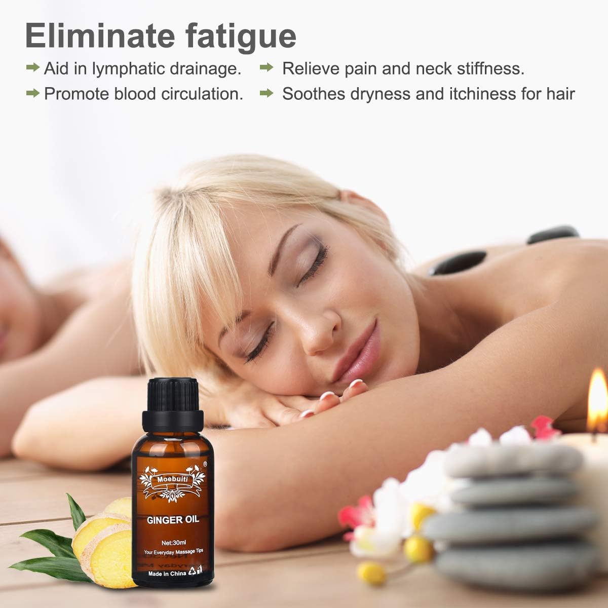 Ginger Oil, Relaxing Massage Oils for Massage Therapy Pure Ginger Essential Oil for Lymphatic Drainage Hair Care, Joint Pain - Image 5