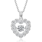 WES S925 Sterling Silver Necklace Heart Moissanite Diamond Necklace for Women