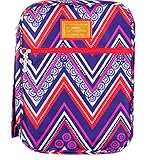 Red Blue and Dark Pink Chevron Scripture Zipper Bible Case Cover with Carrying Handle