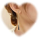 W WEILIRIAN Boho Teardrop Dangle Earrings Long Teardrop Earrings Black Teardrop Earrings Metal Teardrop Earrings Jewelry for Women
