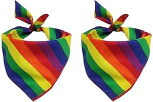 Tinsow 2 Pack Gay Pride Rainbow Bandanas Cotton Handkerchiefs Party Supply Pet Bandana