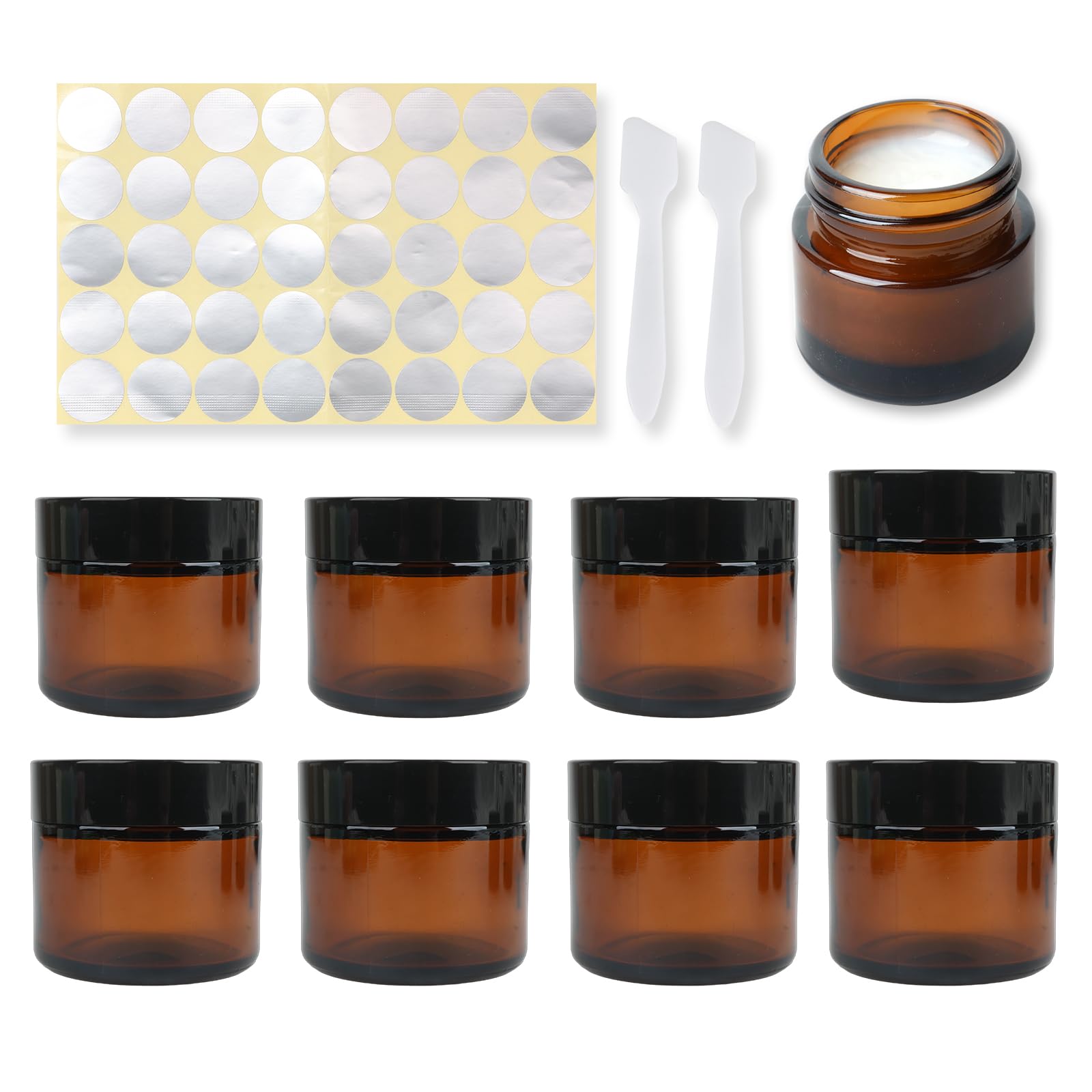 amber glass jars,empty cosmetic jars with lids 8 x 30ml,Small Sample Pots