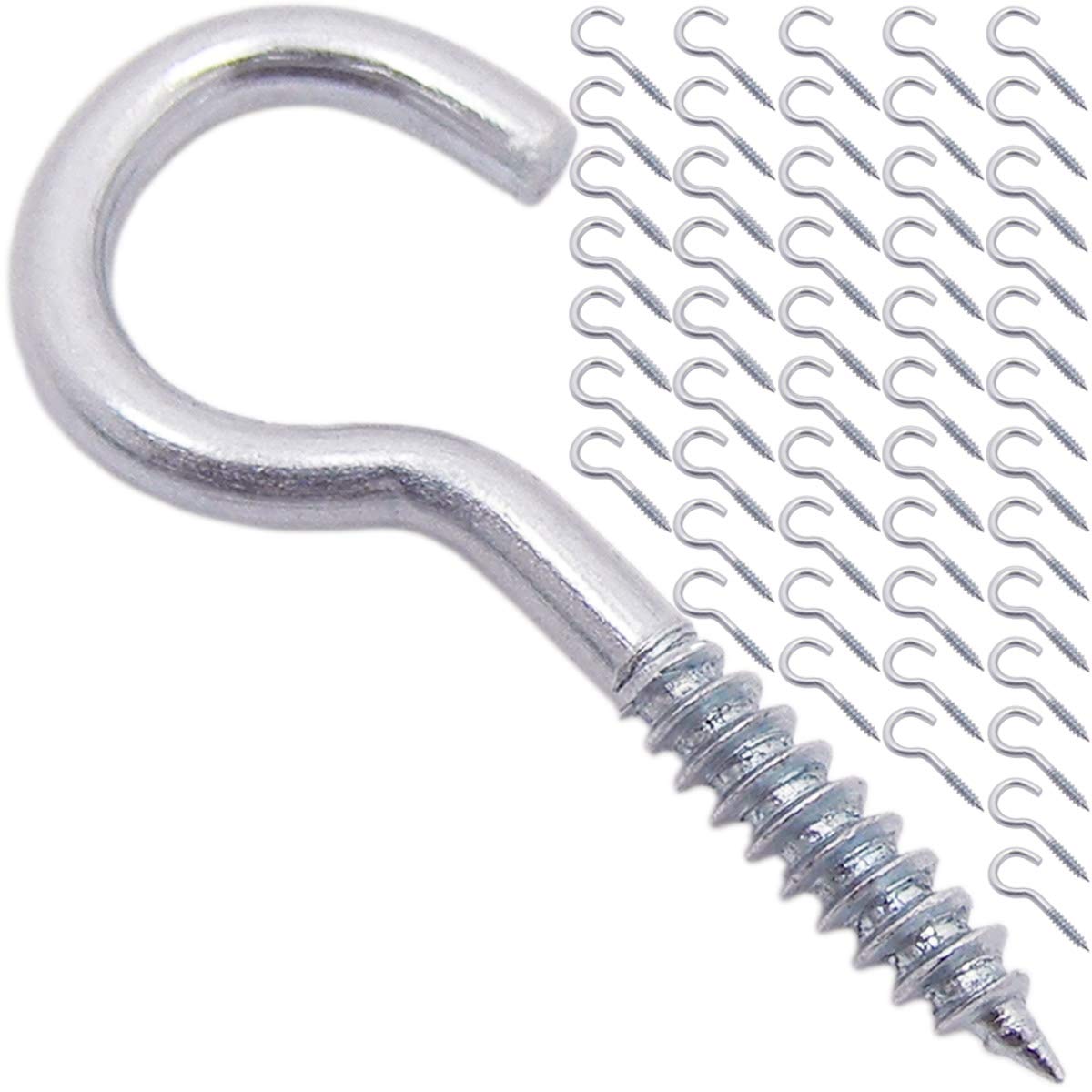 Shells 50PCS Silver Color Zinc Plated 1 Inches Metal Cup Hooks Round End Screw Hooks Self-tapping Screws Hooks