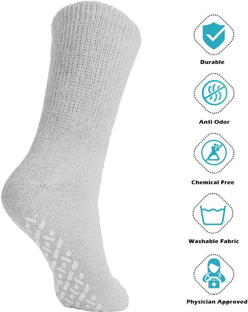 Debra Weitzner Non-Binding Loose Fit Sock - Non-Slip Diabetic Socks for Men and Women - Crew 6Pk White: Health & Personal Care