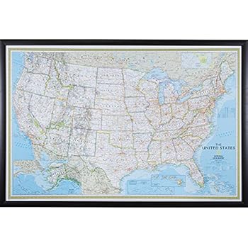 Craig Frames Wayfarer, Classic United States Push Pin Travel Map, Brazilian Walnut frame and Pins, 24 by 36-Inch