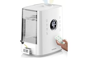 Homvana Humidifiers for Bedroom Large Room, 6.5L Top-Fill Warm & Cool 360° Rotatable Mist Ultrasonic Humidifier for Plants Baby Kids, Vaporizer (Distilled Sterilization) Essential Oil, Auto Sleep Mode