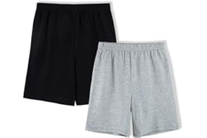 UNACOO Unisex Kids 2-Pack 100% Cotton Shorts for Boys and Girls (Age 3-12 Years)