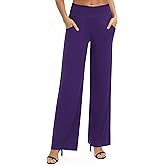 Urban CoCo Womens High Waist Flowy Palazzo Pants Elastic Waist Wide Leg Stretchy Straight Leg Dressy Casual Lounge Trousers