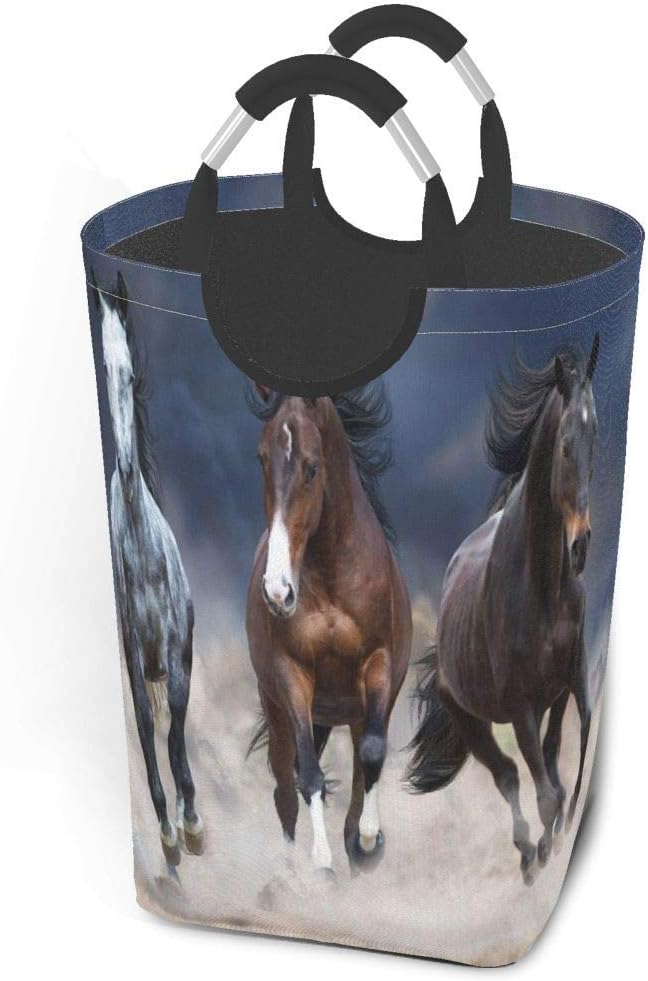 Cesto de lavandería para manada de caballos, animales, grande, plegable