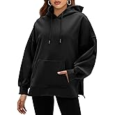 Fisoew Women's Hoodies Oversized Sweatshirts Casual Long Sleeve Side Slit Pullover Tops Fall Winter Outfits with Pocket
