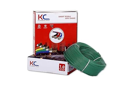 KC Cab PVC Insulated Single Core Flexible Copper Wires and Cables for Domestic/Industrial Electric Wire (Green, 1 sq mm/90 m Coil)