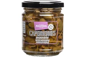 Mantova Caperberries in a Vinegar Mild Brine, 7.05 oz. (Pack of 2), Product of Italy, All-Natural, Caper Bush Fruit, Non-GMO, Gluten-Free, Cholesterol-Free, Vegan-Friendly, Paleo-Friendly