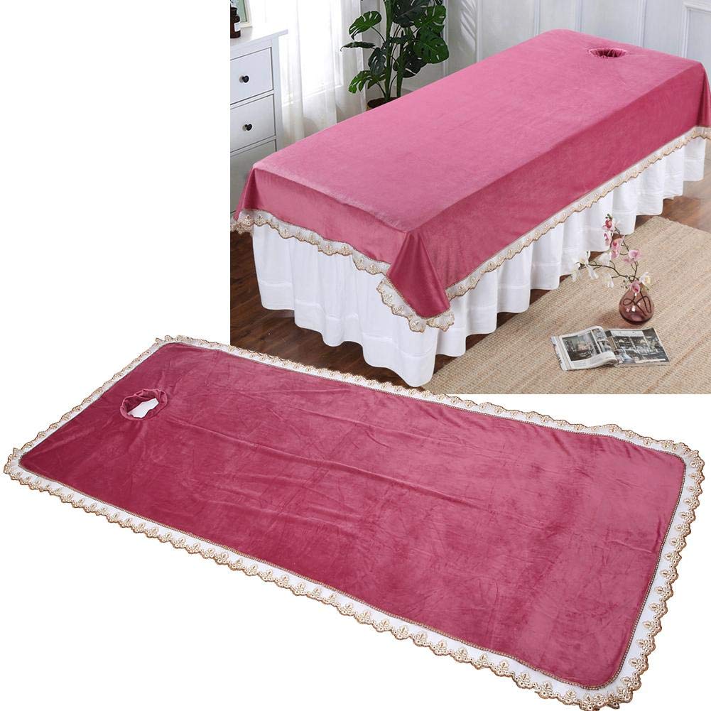 Massage Table Sheet,Spa Beauty Bed Sheet,Professional Spa Massage Table Cover Sheet,Massage Bed Coverlet with Hole for Beauty Shop (Purple Red)