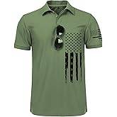 JACKETOWN Men's Polo Shirt Patriotic Graphic Short Sleeve American Flag Golf Shirt Independence Day