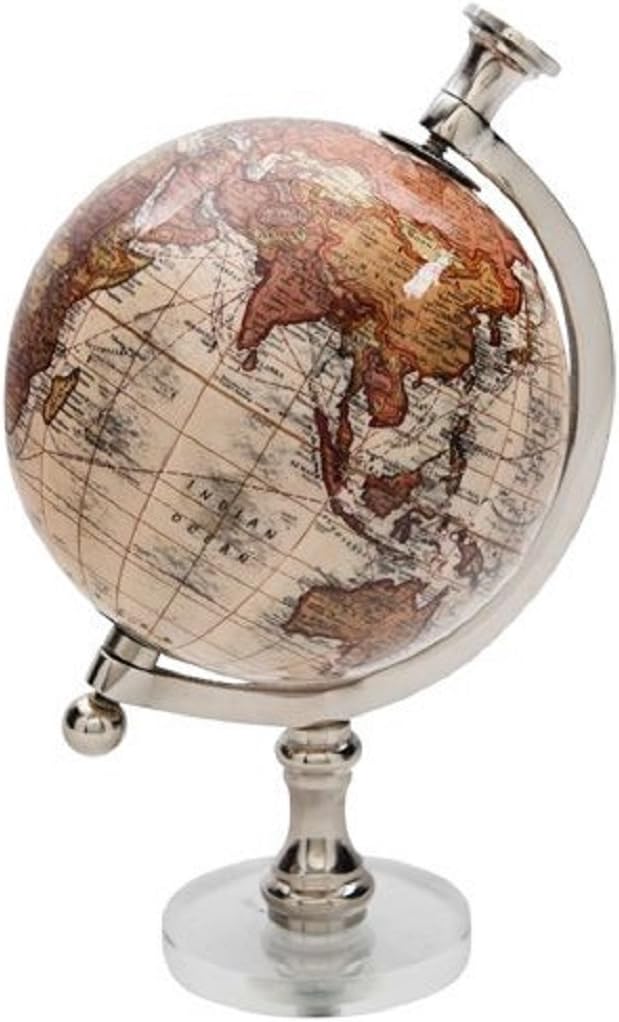 Molded Globe On Round Acrylic Bases 5 Inch Diameter 9 Inches Tall (Tan)