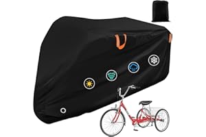 AIBILEY Adult Tricycle Cover Outdoor Storage Waterproof ,Heavy Duty Anti-UV 420D Tearproof Bike Covers Fit for Electric Trike,3 Wheels eTrike Bicycle, All Weather Use,Windproof Buckle,Lock Hole
