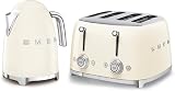 Smeg 50s Style Breakfast Set KLF03CRUK TSF03CRUK Cream 1.7L 3000W Toaster Kettle view 1
