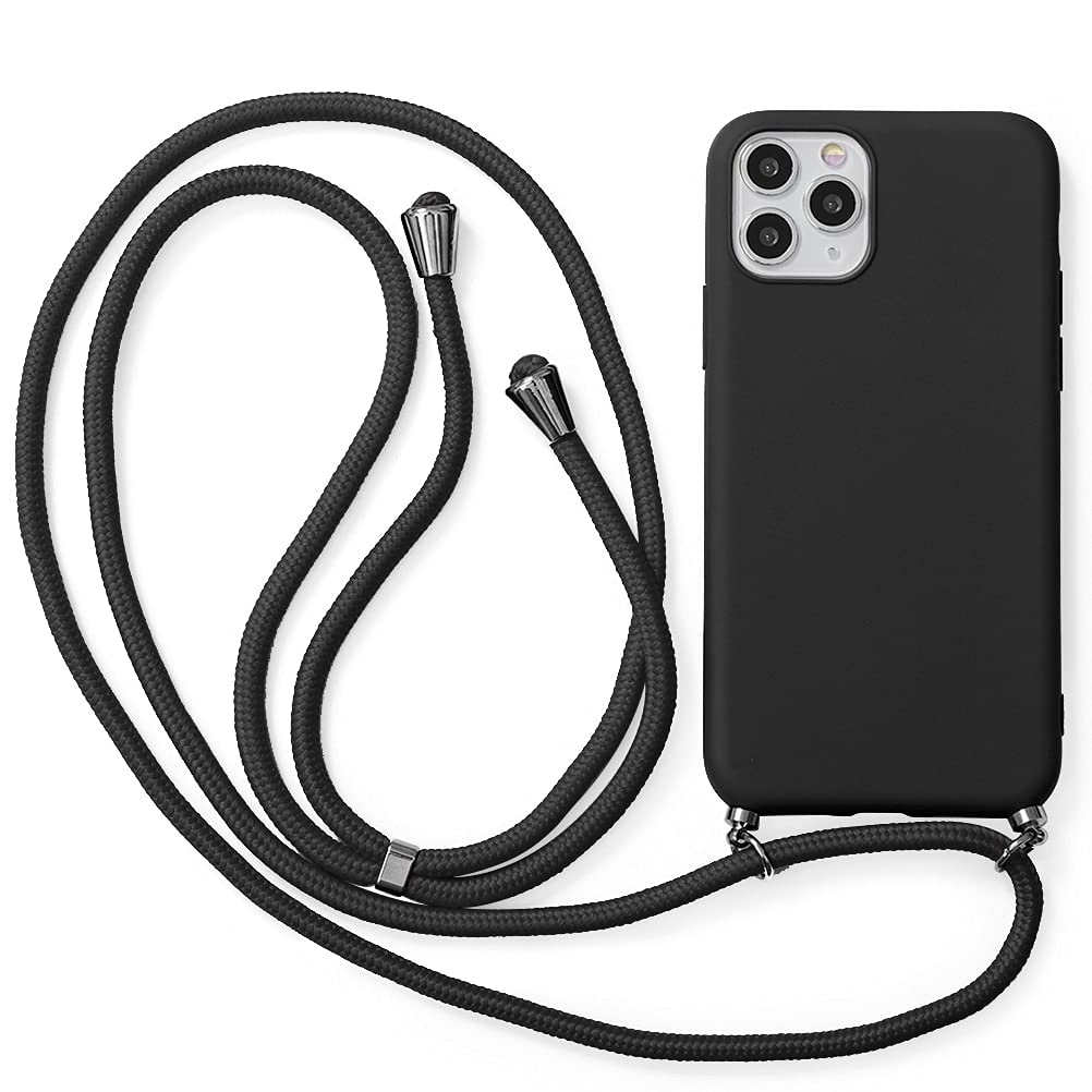 Yoedge Case for Oppo A74 / A54 (5G) -6.5 Inch with Necklace Cord, TPU Soft Silicone Matte Shockproof Bumper Cover with Adjustable Necklace Chain for Oppo A74, Black