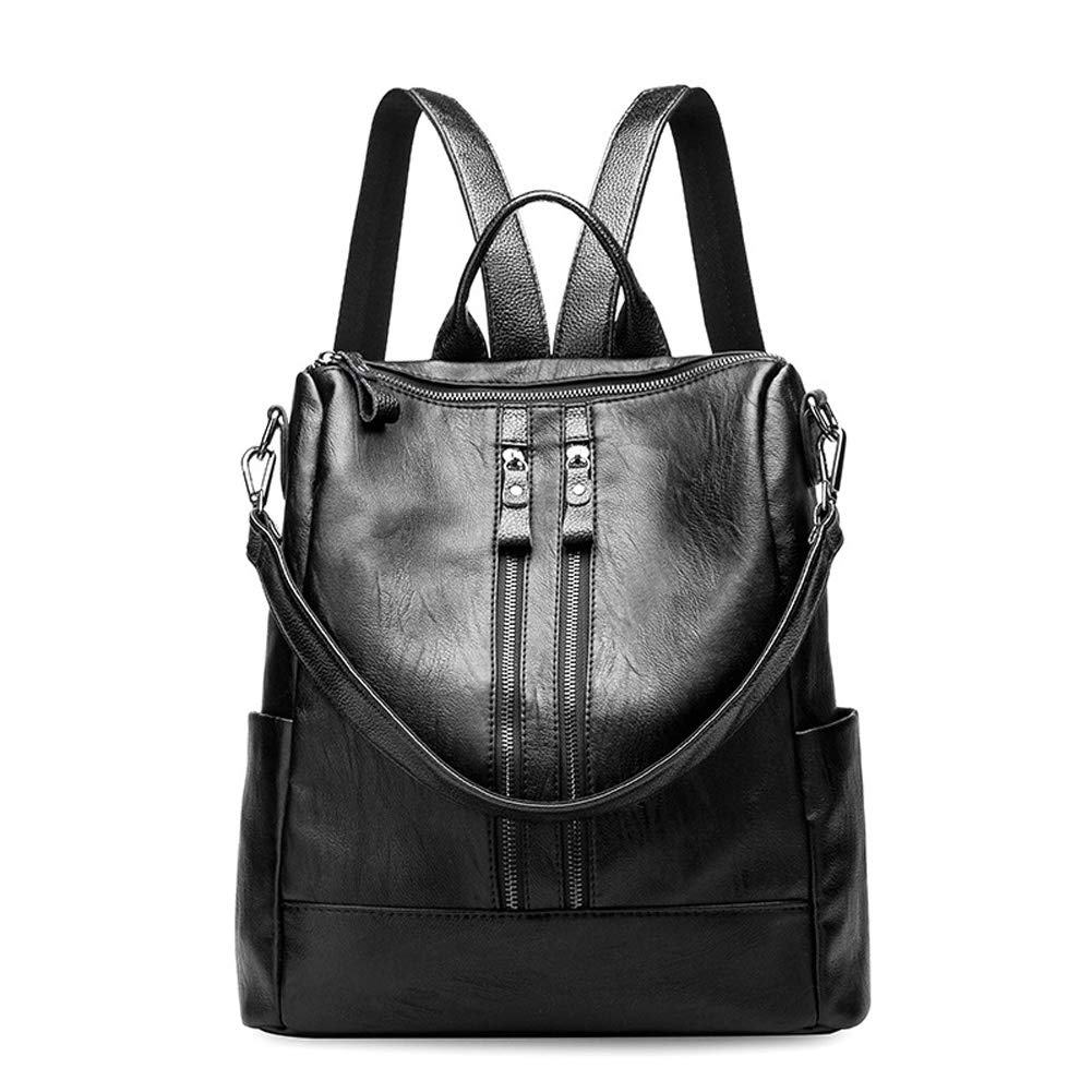 Dreneco Classical Black Backpack For Women Girls PU Leather Women Backpack Fashion School Bag