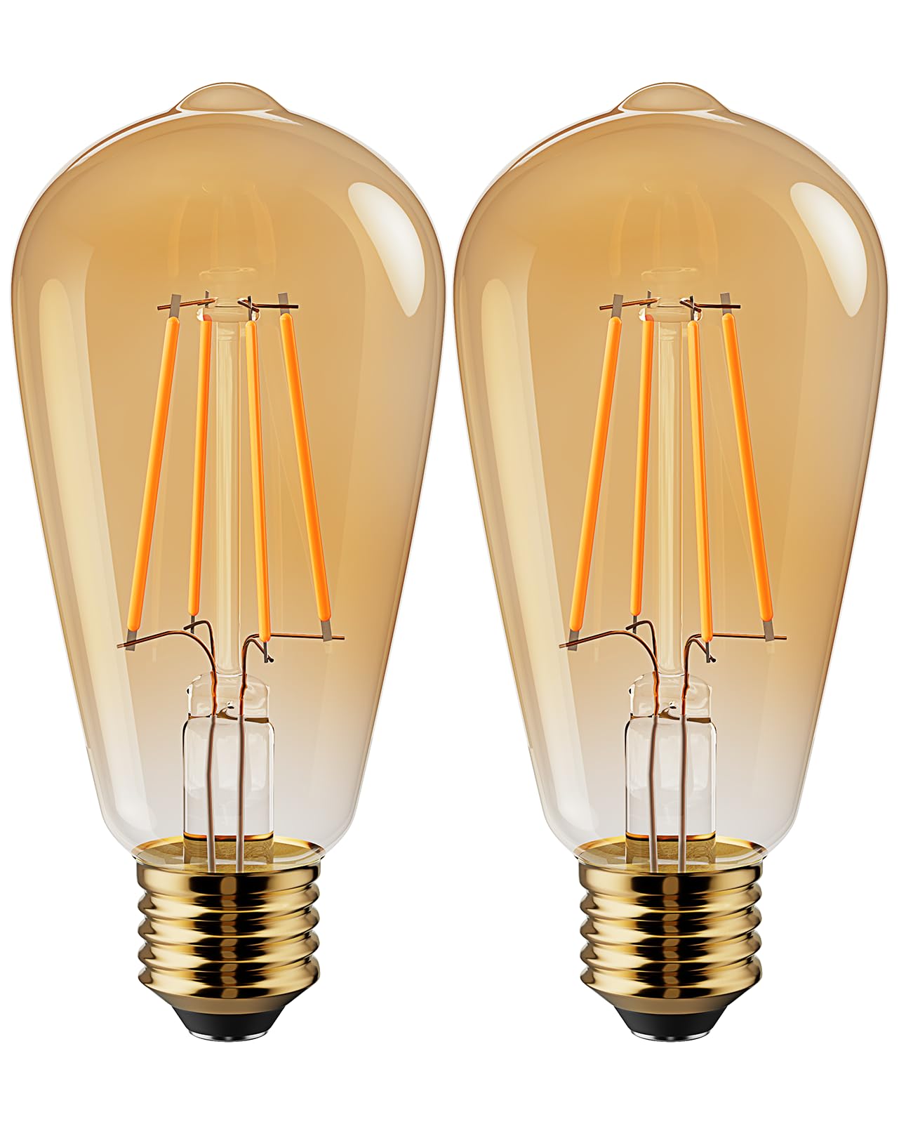 Vanke E27 Vintage Light Bulbs 6W Edison Screw LED Filament Decorative Bulb Warm White 2700K 700 Lumen Equivalent 60W Non-Dimmable Pack of 2