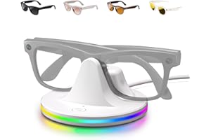 IOOTMOY All-in-One Charging Dock for Ray-Ban Meta Smart Glasses – Compact Charging Station for Wayfarer, Headliner & Skyler, with LED Power Status Light and Included USB-C Cable(White)