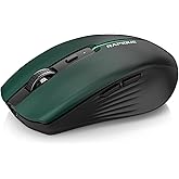 RAPIQUE Bluetooth Wireless Mouse, Bluetooth 5.1 &amp; 2.4G, Green-to-Black | USB-C Rechargeable, Silent Click, 3-Device Switching, Ergonomic 6-Button for Windows/macOS/Android/iOS/Laptop/MacBook