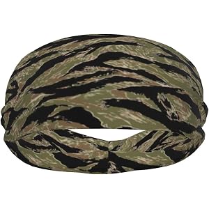 Tiger Stripe Camo Print Sports Headbands and Sweatbands for Men Women for Running Cycling Yoga Basketball
