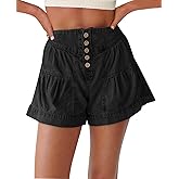 Cicy Bell Womens Summer Flowy Jean Shorts Button Up High Waisted Wide Leg Denim Skort with Pockets