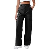 YIPINK Women's High Waist Cargo Pants with Multiple Pockets Comfortable Flexible Fit Casual Wear Work Hiking