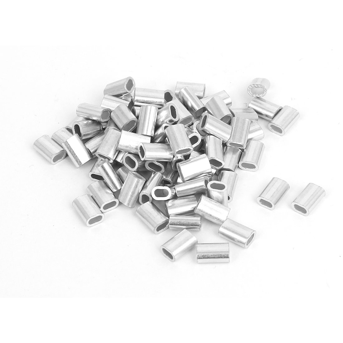 Sourcingmap 80pcs M1.5 Oval Aluminum Clip Ferrule Sleeves for 1.5mm Wire Rope