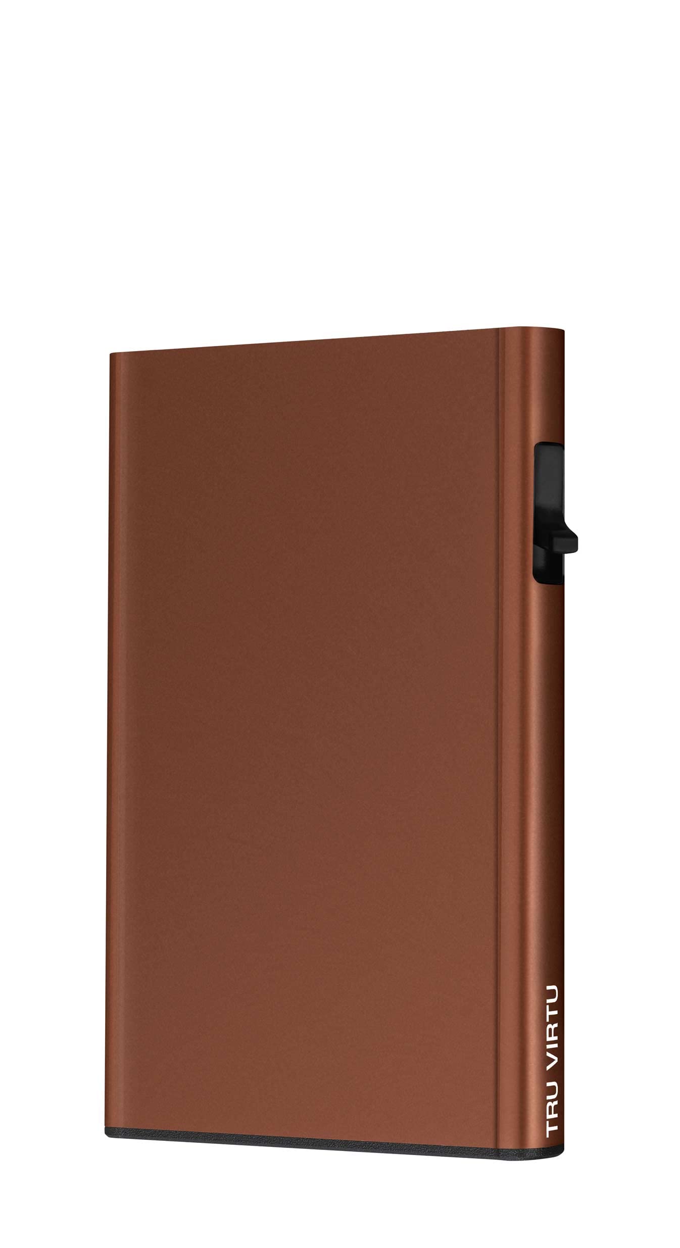 Tru Virtu® Card Holder Click & Slide I Credit Card Holder Wallet I Card-Holder-RFID-NFC-Protection I Aluminium Card-case I Card Storage I Slim Wallet (Brown)