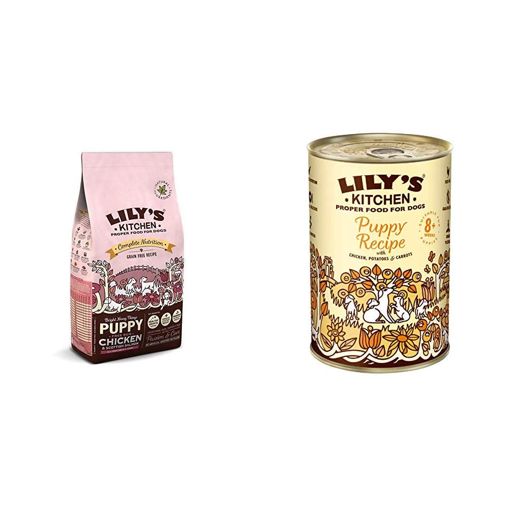 Lily's Kitchen Puppy Chicken and Salmon Complete Dry Dog Food (7 kg) with Puppy Chicken Complete Wet Dog Food (6 x 400g)
