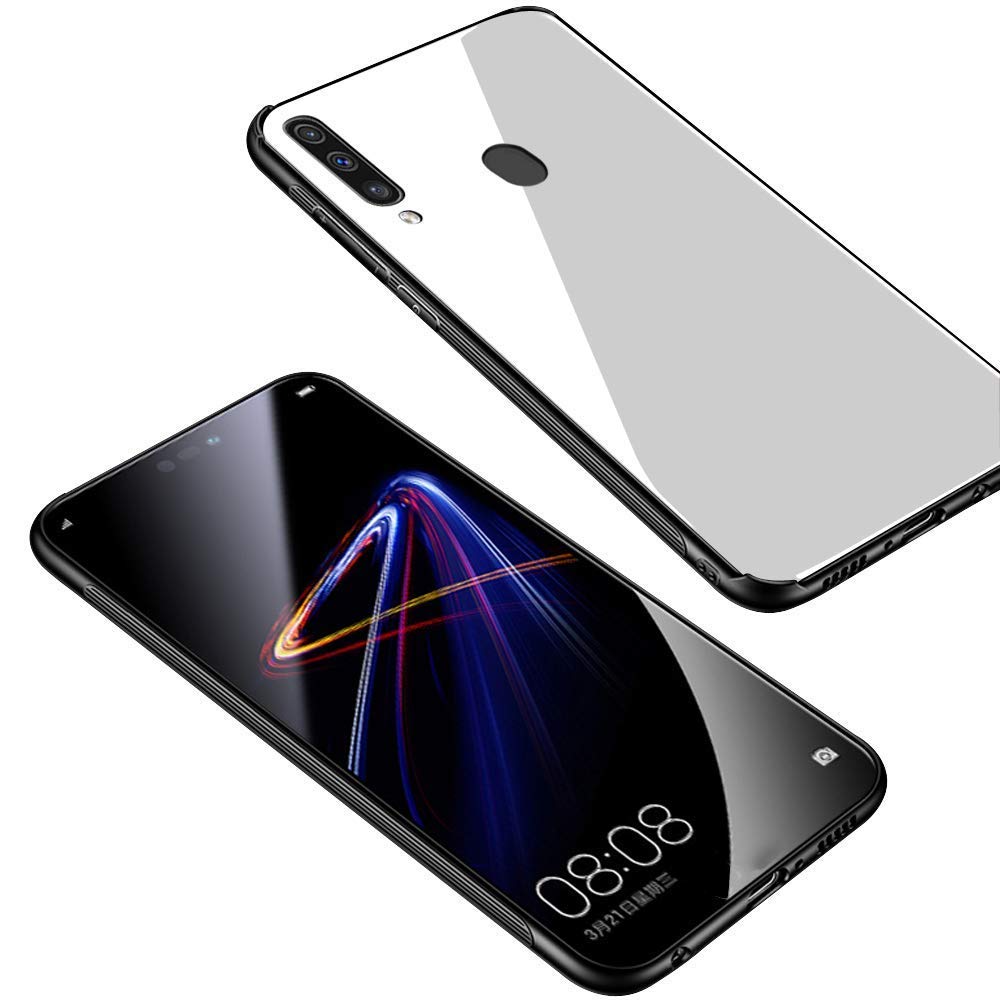 Mobiclonics® Toughened Glass with Shockproof TPU Bumper Back Case Cover for Samsung Galaxy M40-White