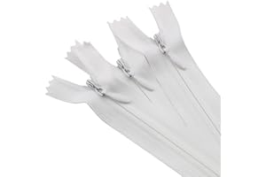 ZCZQC Invisible Nylon Coil Zipper - 10PCS 16 Inch Nylon Hidden Zipper Bulk - White