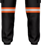 trending babz Mens Hi Vis Jogging Trousers Orange Black Reflective Tape Cuffed view 2