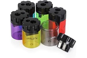 JARLINK 6 Pack Manual Pencil Sharpeners, Dual Holes Colorful Sharpener with lid for No.2/Colored/Art Pencils, Kids Adults Portable Sharpener for School Office Home and More