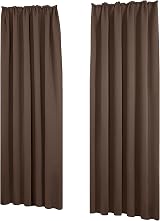 Deconovo Thermal Insulated Curtains Blackout Pencil Pleat W55 x L102 Brown Pair