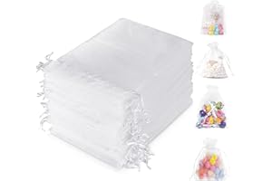 100pcs Organza Bags 4"x6", Mesh Bags with Drawstring Small Jewelry Gift Candy Bags Party Favour Bags for Wedding Christmas Pa