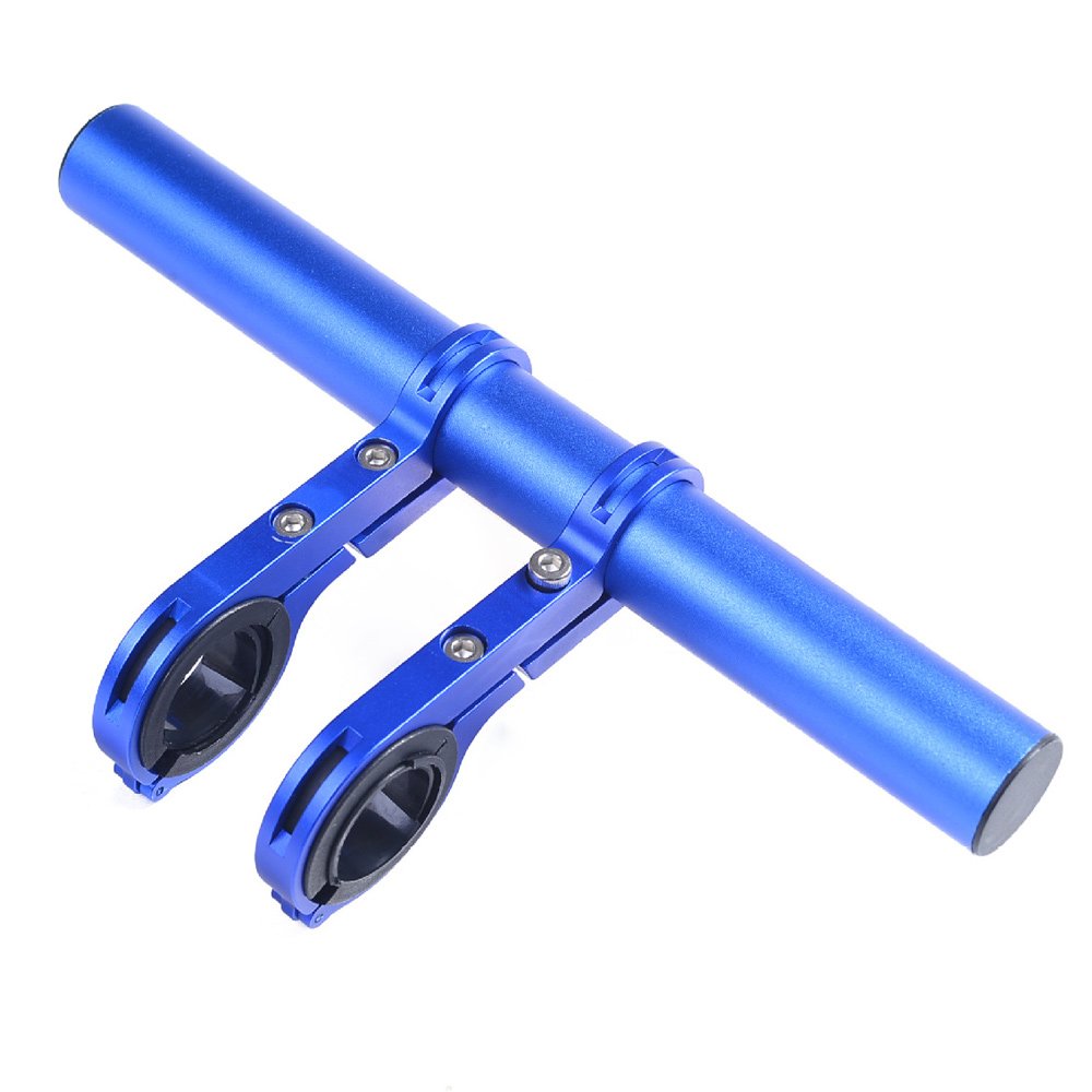 UPANBIKE Bike Handlebar Extender Aluminum Alloy Bracket Extension for Bicycle Speedometer Mount Headlight Flashlight Lamp Holder (Blue 20cm Double Clamp)