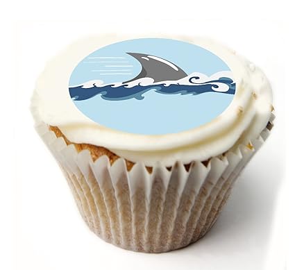Shark Fin Cupcake Toppers X20 Icing Sheet Frosting Cup Cake