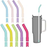 KEIFIN 18 Pcs 8mm 10mm Silicone Straw Tips with Bottom Sleeve Reusable Food Grade Rubber Straw Tips for Metal Glass Straws Replaceable Flex Toppers Elbow Covers for 8/10mm Outer Diameter Straws