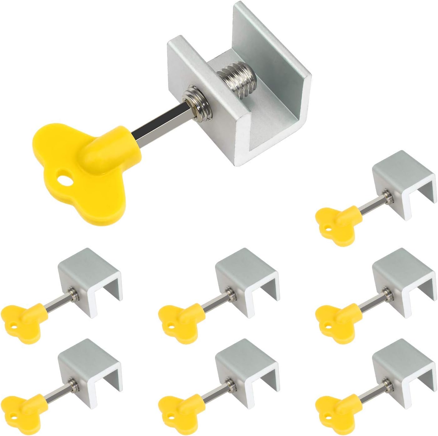 8 Pack Sliding Windows Lock Stop for Home & Office, Favordrory Sliding Security Door Stop, Child Window Locks with Keys, Aluminum Alloy Door & Windows Safety Lock (8 Pack)